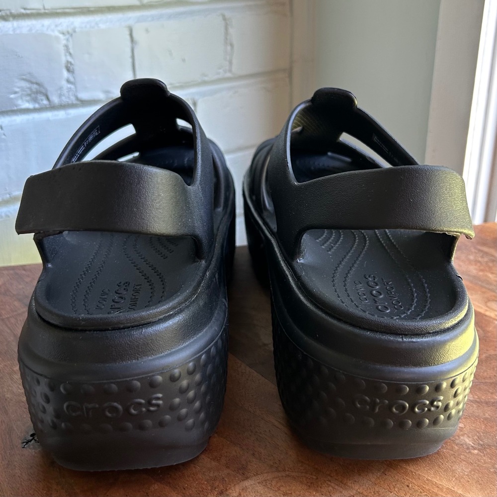 Crocs Stomp Platform Fisherman Sandal Black Women's 9 Chunky Alt Comfort Retro - Picture 6 of 7
